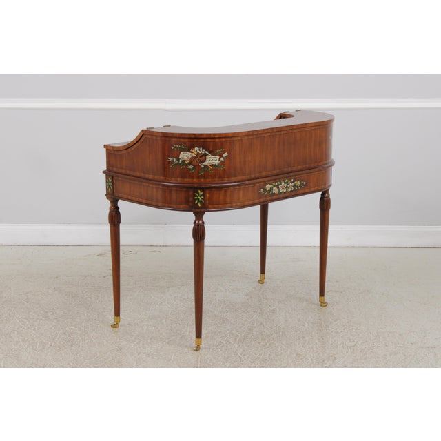 English Maitland Smith Adams Style Paint Decorated Mahogany Carlton House Desk For Sale - Image 3 of 18
