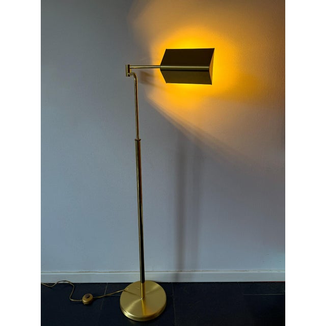 Mid-Century Modern Brass Floor Lamp with Adjustable Height and Swing Arm from Dijkstra Lampen, 1970s For Sale - Image 9 of 18