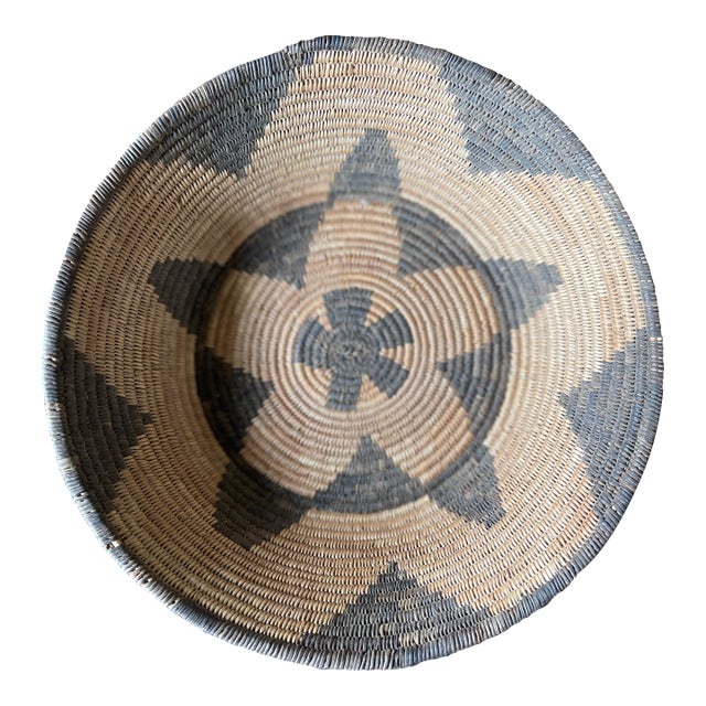 Tribal Coiled Basket Vintage For Sale