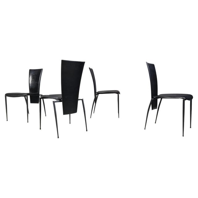 Postmodern Black Dining Chairs from Arper, Italy, 1980s, Set of 4 For Sale - Image 16 of 16