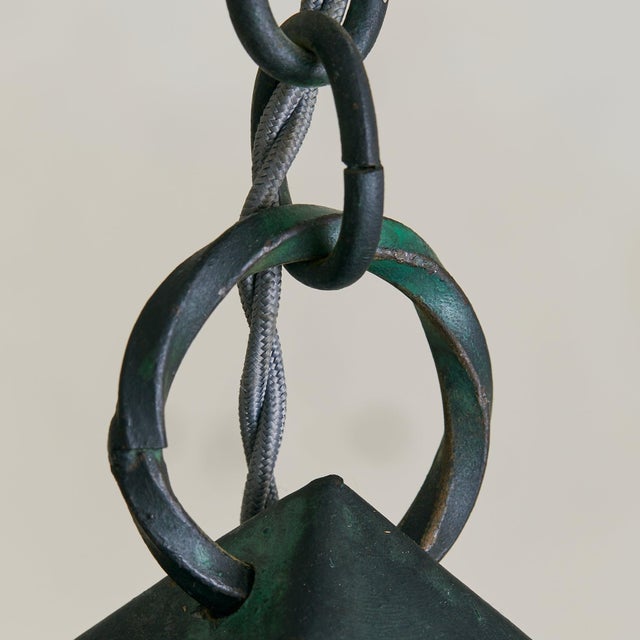 Vintage French Verdigris Wrought Iron Lantern Pendant - 2 Available For Sale In Chicago - Image 6 of 7