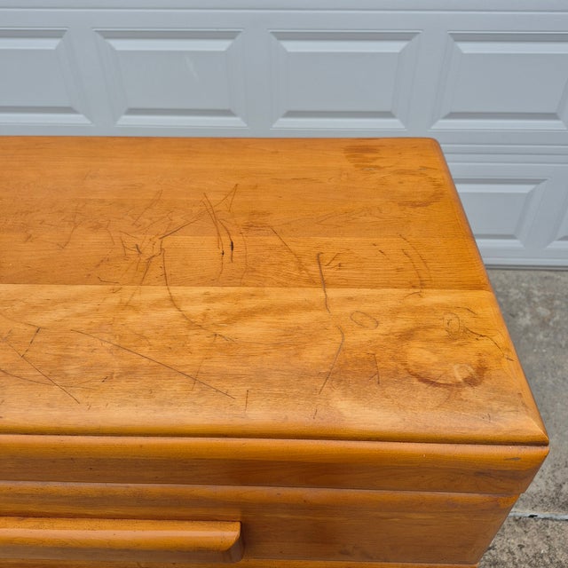 Conant Ball 1930s Russel Wright for Conant Ball Solid Maple 5 Drawer Dresser Chest of Drawers Tall Boy High Boy For Sale - Image 4 of 11
