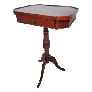Mid-Century Octagonal Tripod Side Table with Drawer, 1950 For Sale