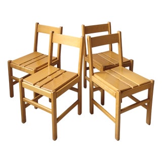 Vintage Chairs in Beechwood, 1980s, Set of 4 For Sale