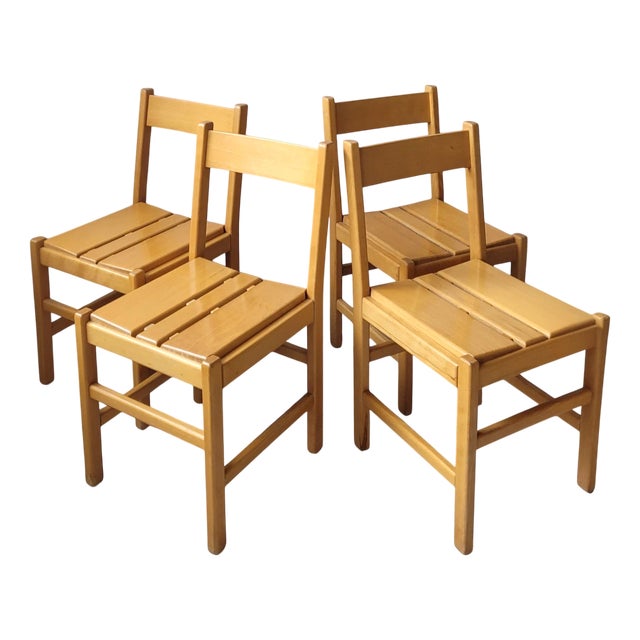 Vintage Chairs in Beechwood, 1980s, Set of 4 For Sale