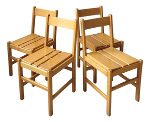 Vintage Chairs in Beechwood, 1980s, Set of 4