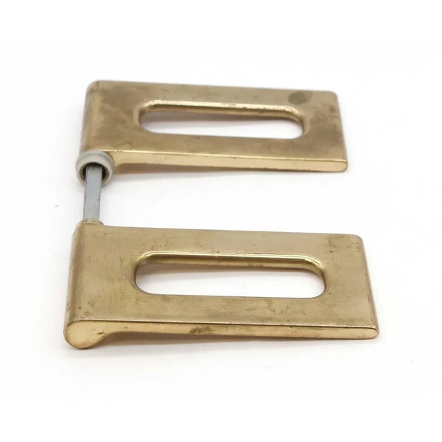 Mid 20th Century Pair of Vintage Italian Modern Brass Rectangle Door Handles For Sale - Image 5 of 6