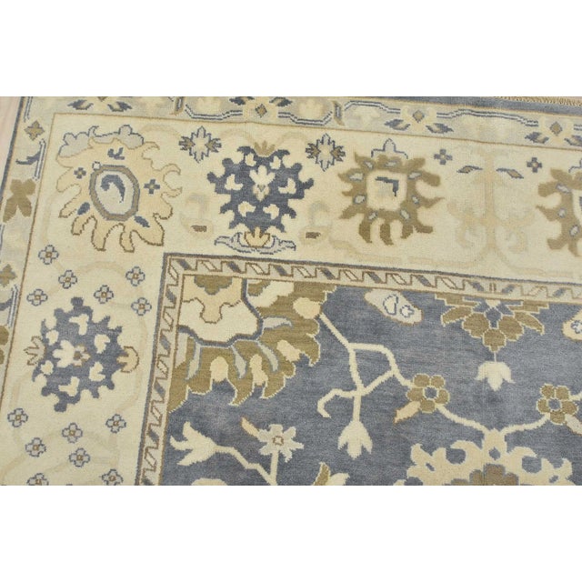 Oushak Rug 9′ X 12’2” Blue Wool Traditional Hand-Knotted Oriental Carpet For Sale In Philadelphia - Image 6 of 12