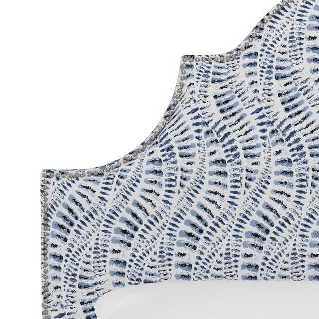 Spritely Home Halsted Bed in Blue Snake Skin, Queen For Sale - Image 4 of 7