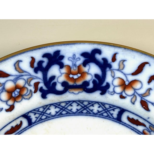 Ceramic Antique Minton Imari Dinner Plate, 1879 Cobalt Blue Victorian Earthenware (10.4") For Sale - Image 7 of 11