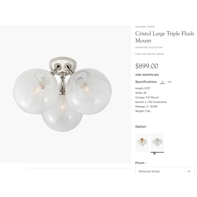 2020s Visual Comfort Cristol Lg Triple Flush For Sale - Image 5 of 6