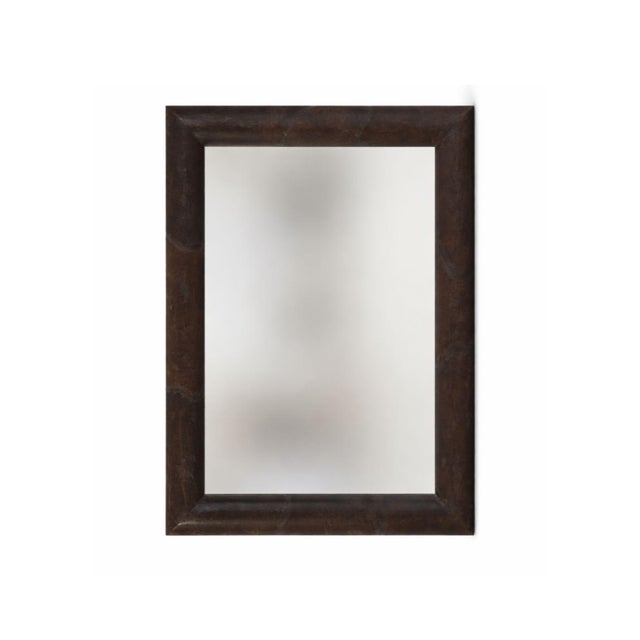 Postmodern Karl Springer Patinated Embossed Leather Mirror, C. 1980s For Sale - Image 3 of 6