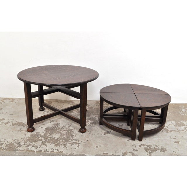 Vintage Oak Coffee Table, 1920s, Set of 5 For Sale - Image 16 of 16