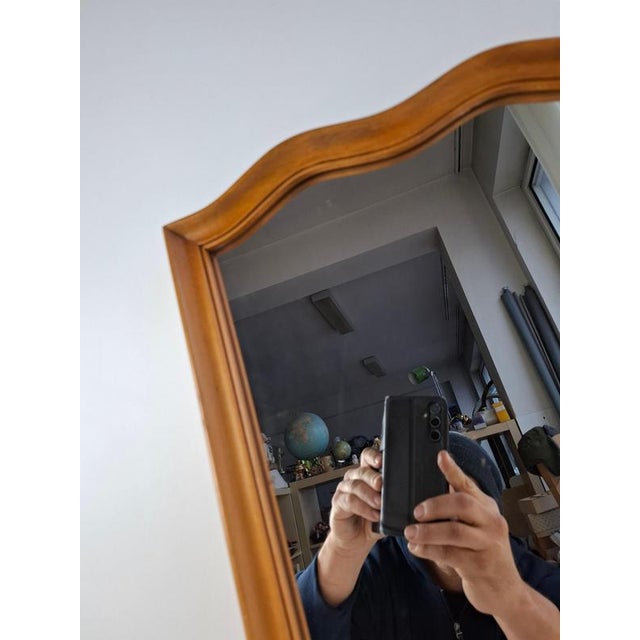 Mid-Century Curved Walnut Frame Mirror, Former Czechoslovakia, 1960s For Sale - Image 9 of 16