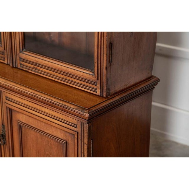 Large English Glazed Walnut Bookcase, 1870s For Sale - Image 12 of 18
