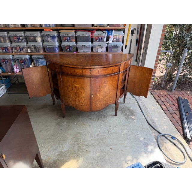 Neoclassical 1980s John-Richard European Crossroads Collection Handpainted Demi Lune Commode Cabinet For Sale - Image 3 of 6