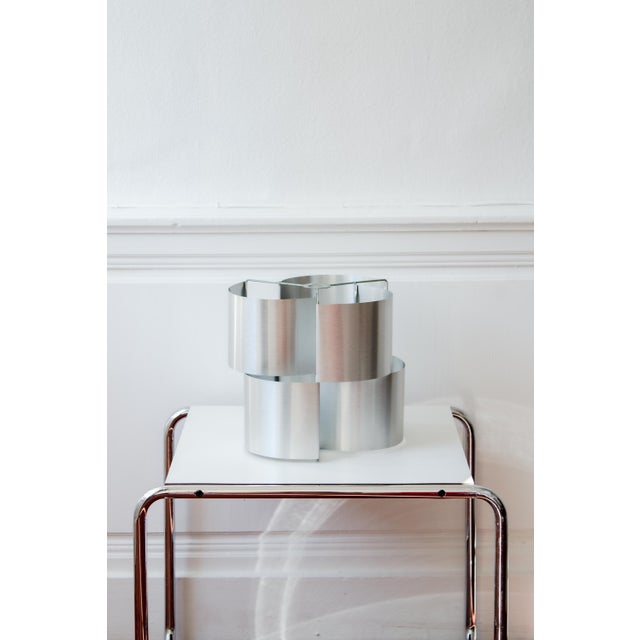 Vintage Brushed Aluminum Pendant Light attributed to Max Sauze, France, 1970s For Sale - Image 15 of 15