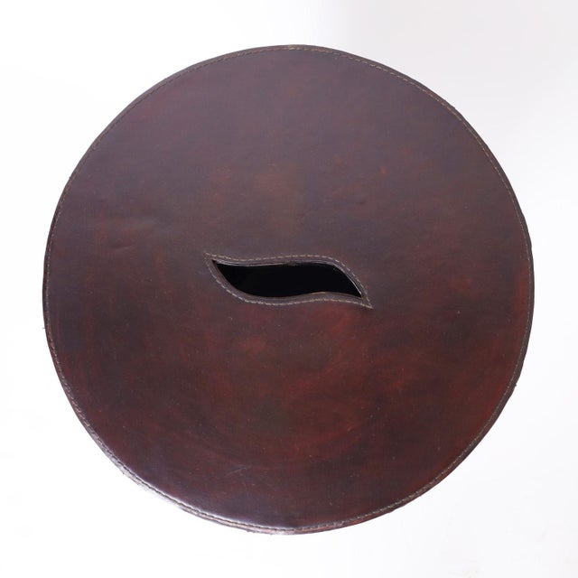Vintage Leather Seat or Stand For Sale - Image 4 of 5