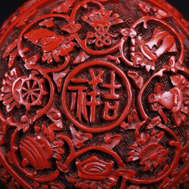 Vintage Chinese Cinnabar Lacquer Round Box – Carved Floral Motif, Jewelry Trinket Box For Sale - Image 11 of 11