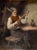 Charming early 19th-century Dutch genre scene depicting a seated musician in a rustic interior, playing a stringed...