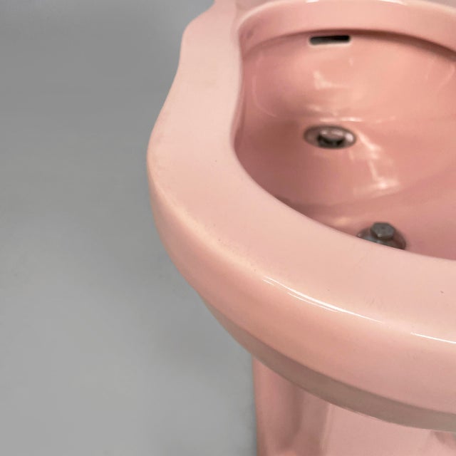 Italian Art Deco Pink Ceramic Bidet and Sink, 1920s, Set of 2 For Sale - Image 12 of 18