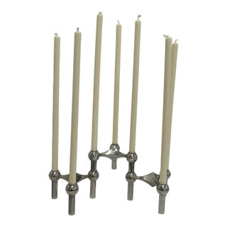 Vintage Nagel Two Sets New-in-Boxes Modular Candle Holders Totaling 6 Modules & 9 Unused Candles in Each Box For Sale