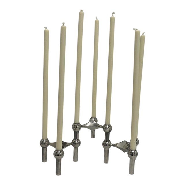 Vintage Nagel Two Sets New-in-Boxes Modular Candle Holders Totaling 6 Modules & 9 Unused Candles in Each Box For Sale