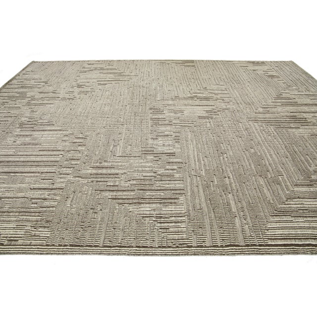 2020s Beige Modern Moroccan Style Wool Rug With Abstract Design by Apadana For Sale - Image 5 of 10