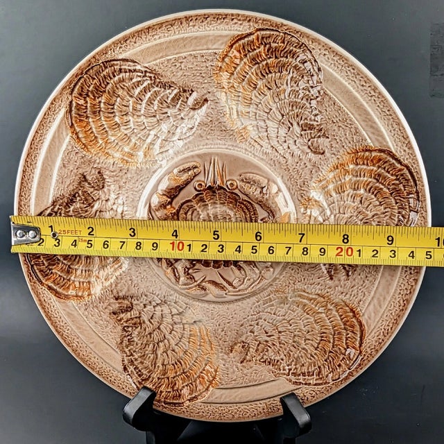 Sarraguemines Vintage Sarreguemines Crab Center Thick France 1970s Oyster Serving Plate For Sale - Image 4 of 4