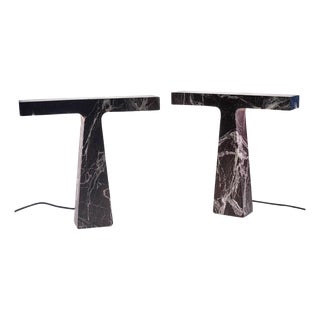 Marble Table Lamps in Rosso Levanto Marble by Silvio Piattelli, Set of 2 For Sale