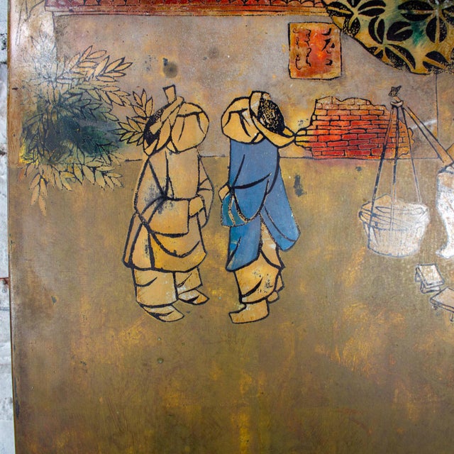 Mid to Late 20th Century Vietnamese Layered Lacquer Painting Gilt & Polychrome on Wood Village Scene Signed by Nguyen Van Minh For Sale - Image 10 of 18