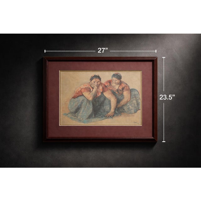 Figurative Title: After Francisco Zúñiga “Dos Juchitecas” Framed Figurative Art — DeVorzon Gallery 1973, Latin American Modernist Study For Sale - Image 3 of 8