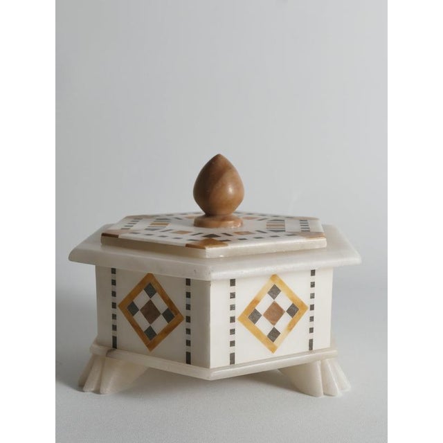 Italian Pietra Dura and Alabaster Inlay Hexagonal Box For Sale - Image 18 of 18
