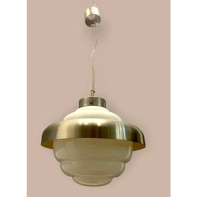 Large Mid-Century Opaline Glass Light Pendant For Sale - Image 10 of 11