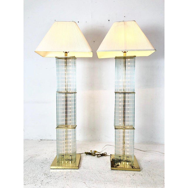 Pair of 1960s Sciolari Brass & Glass Rod Floor Lamps Chairish