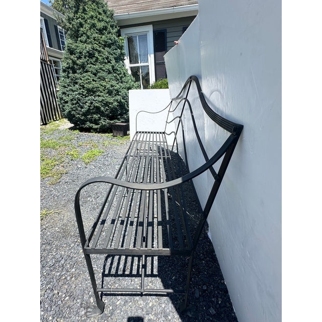 One of a kind custom hand wrought iron Lutyens garden bench with web feet from Greenwich CT. 81” W x 48” H x 20” D Seat...