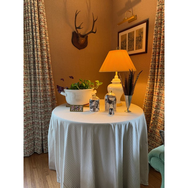 This listing is for a vintage, white ceramic table lamp with pleated yellow gingham shade. It includes a hard and Asian...