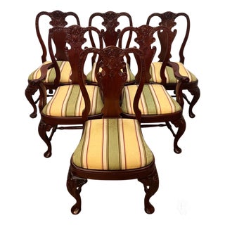 Vintage Chippendale Style Mahogany Dining Chairs - Set of 6 For Sale