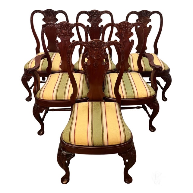 Vintage Chippendale Style Mahogany Dining Chairs - Set of 6 For Sale