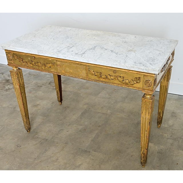 Italian 18th Century Giltwood Console with Original Marble Top For Sale - Image 17 of 18
