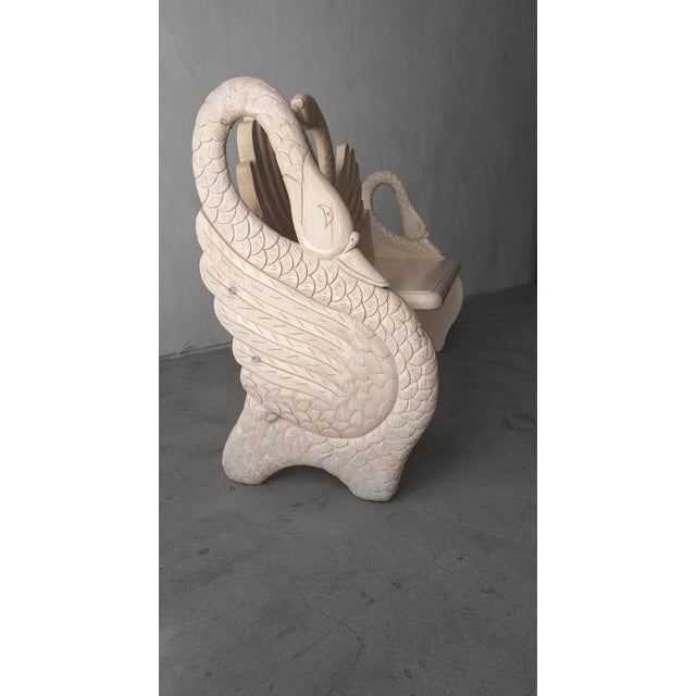 Wood Vintage Hand Carved Pine Swan Motif Bench For Sale - Image 7 of 10