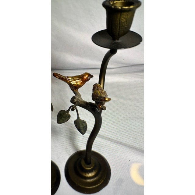 Curtis Jere Jere Style Vintage Cast Iron Candle Holders - A Pair For Sale - Image 4 of 6