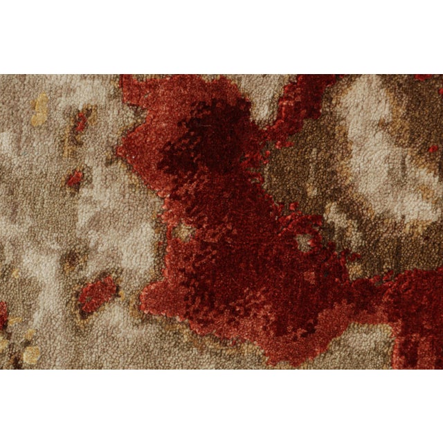 Rug & Kilim Rug & Kilim’s Contemporary Impressionist Rug in Brown With Red Floral Patterns For Sale - Image 4 of 8