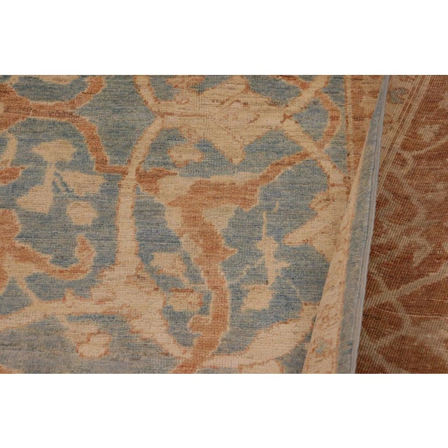 Blue 1980s 1980s Shabby Chic Sun Faded Blue/Brown Hand Knotted Wool Rug - 8'11" X 12'0" For Sale - Image 8 of 9