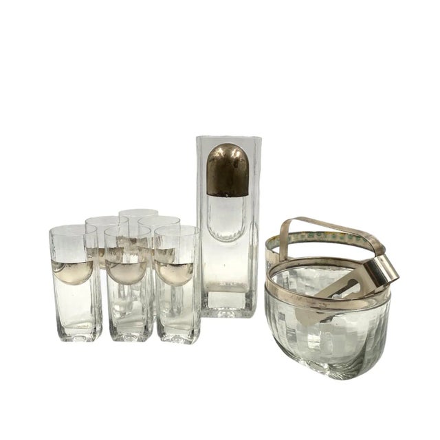 Important cocktail set designed Arch. Taddei Sestini Silverware by Cassetti Firenze. Manufactured by Kristal Krisla, Italy...