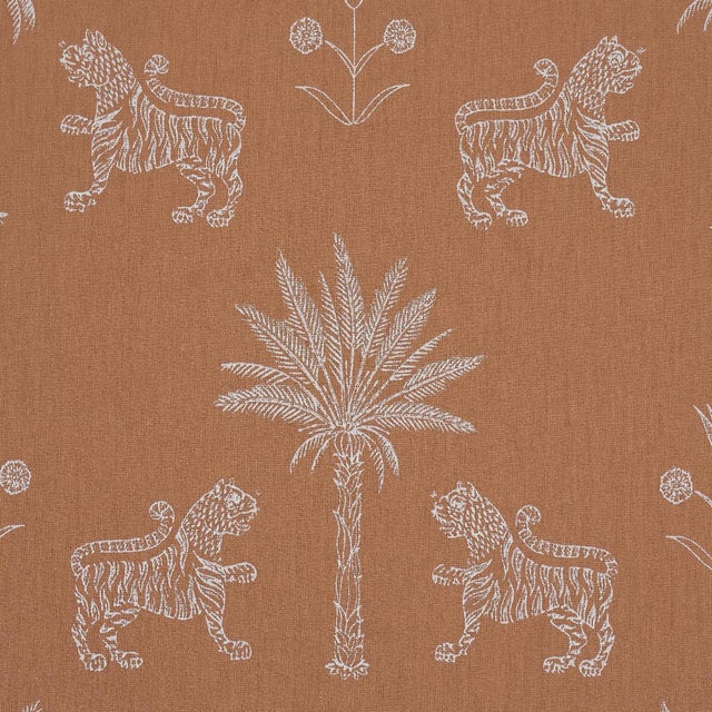 Traditional Schumacher Tiger Palm Silhouette Outdoor Fabric In Mediterranean Spice For Sale - Image 3 of 5