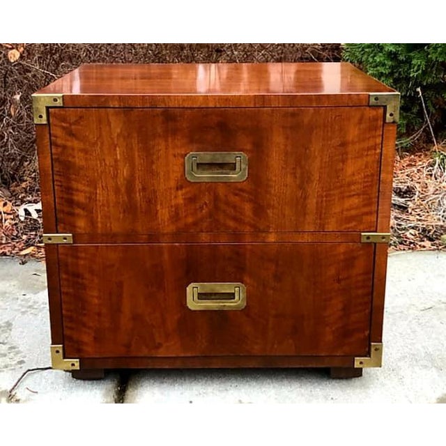 Vintage Campaign Henredon Nightstand/Side Table Chairish