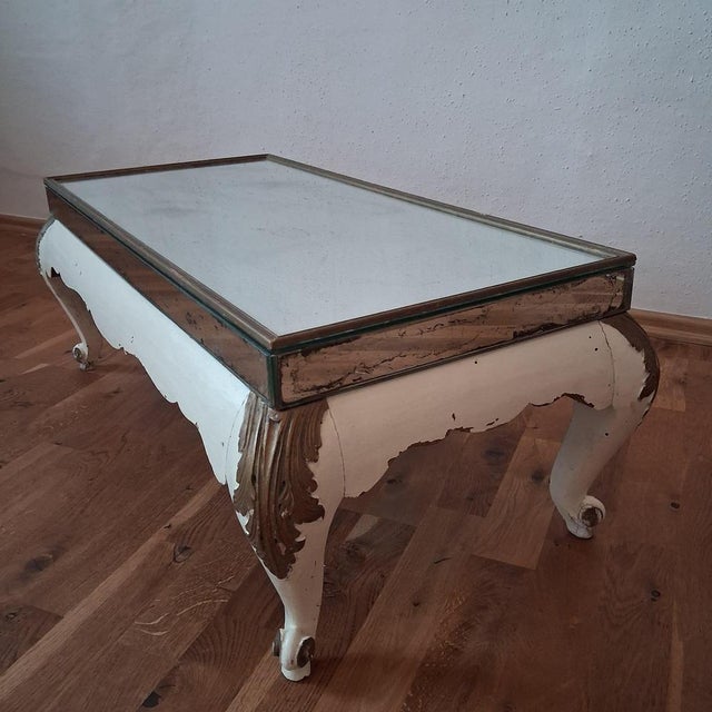White Side Table with Mirrored Top For Sale - Image 8 of 18
