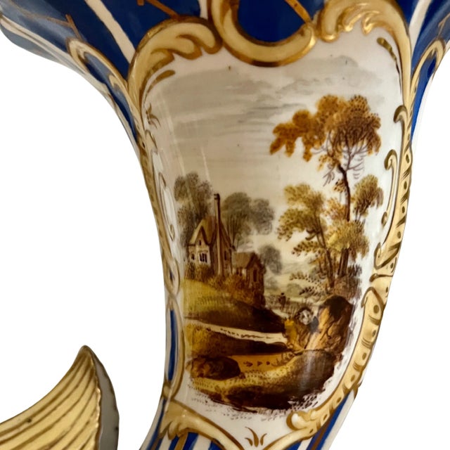 Early 19th Century A Pair of English Porcelain Cornucopia Vases Circa 1820 For Sale - Image 5 of 8