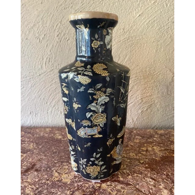 Mid 20th Century Black and Yellow Chinese Famille Noire Vase For Sale In Dallas - Image 6 of 13